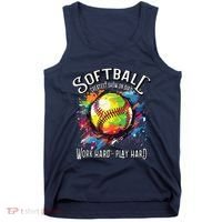 Softball Work Hard Play Hard Fastpitch Slowpitch Softball Tank Top thumb 0