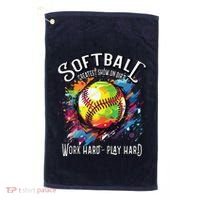 Softball Work Hard Play Hard Fastpitch Slowpitch Softball Golf Towel thumb 0