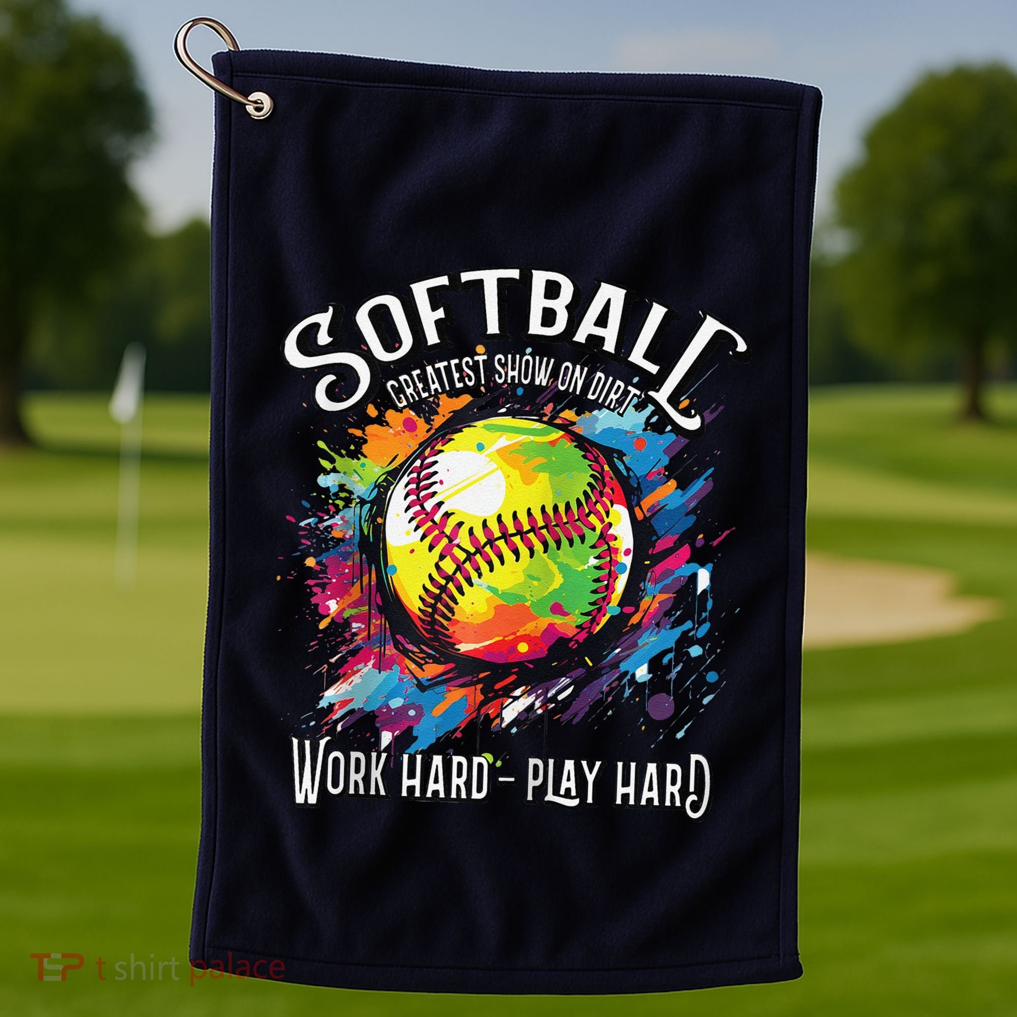 Softball Work Hard Play Hard Fastpitch Slowpitch Softball Golf Towel