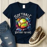 Softball Work Hard Play Hard Fastpitch Slowpitch Softball Women's T-Shirt thumb 3