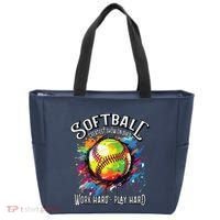 Softball Work Hard Play Hard Fastpitch Slowpitch Softball Tote Bag thumb 0