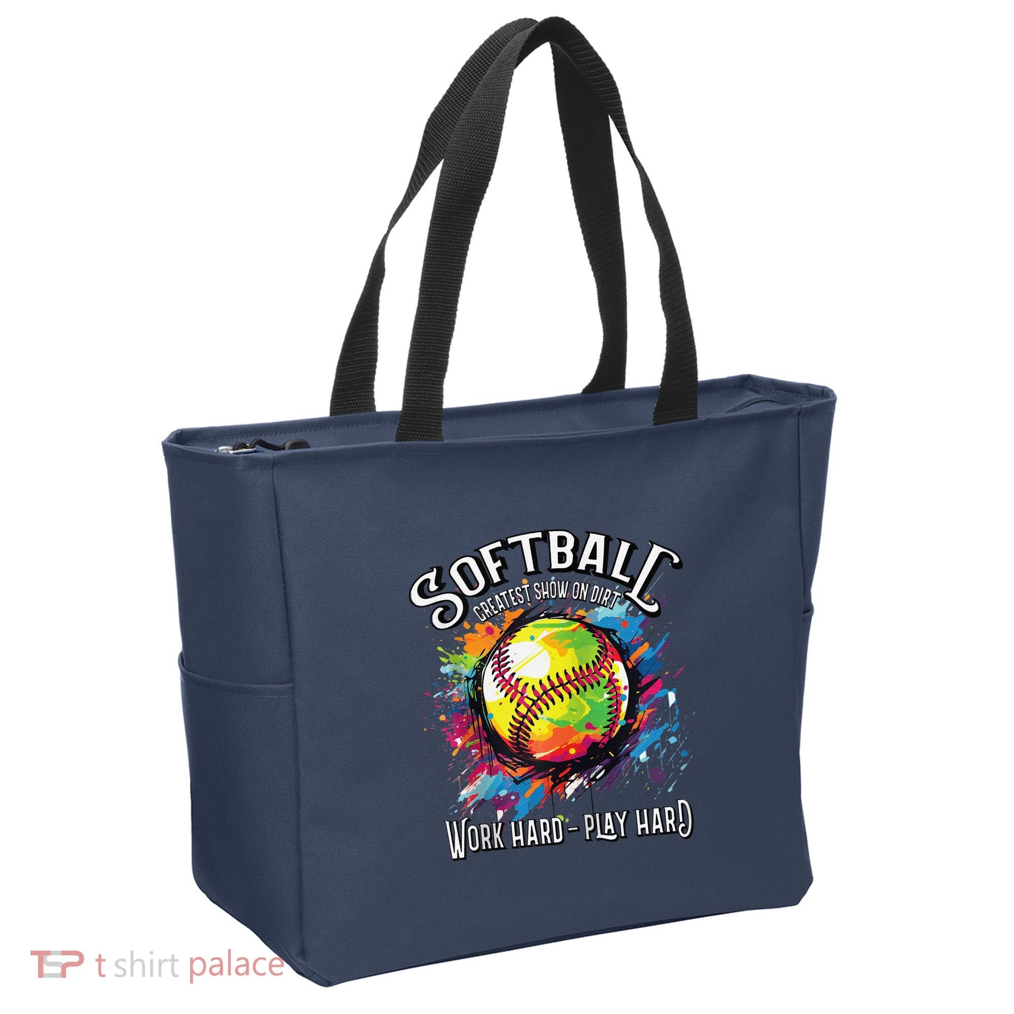 Softball Work Hard Play Hard Fastpitch Slowpitch Softball Tote Bag