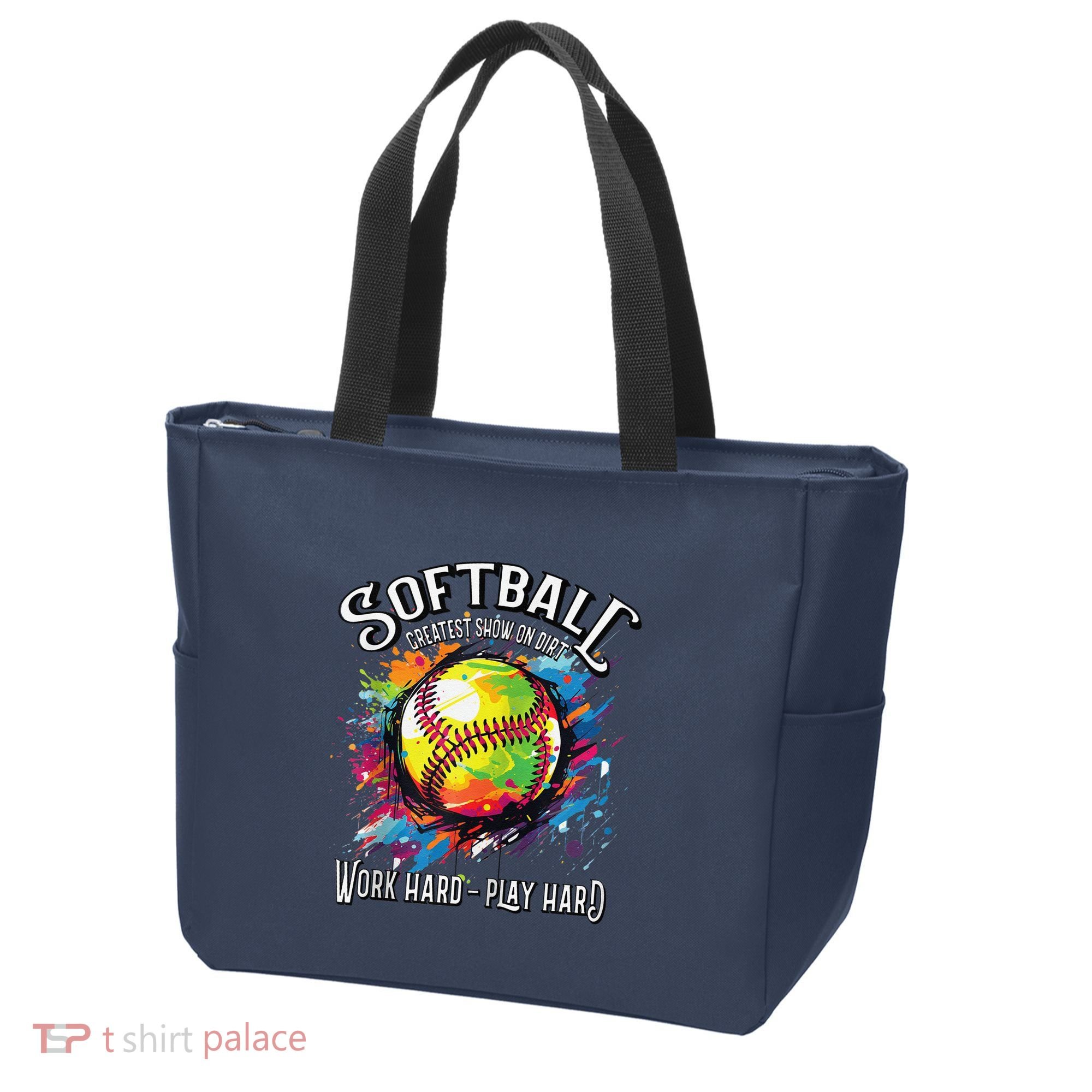 Softball Work Hard Play Hard Fastpitch Slowpitch Softball Tote Bag