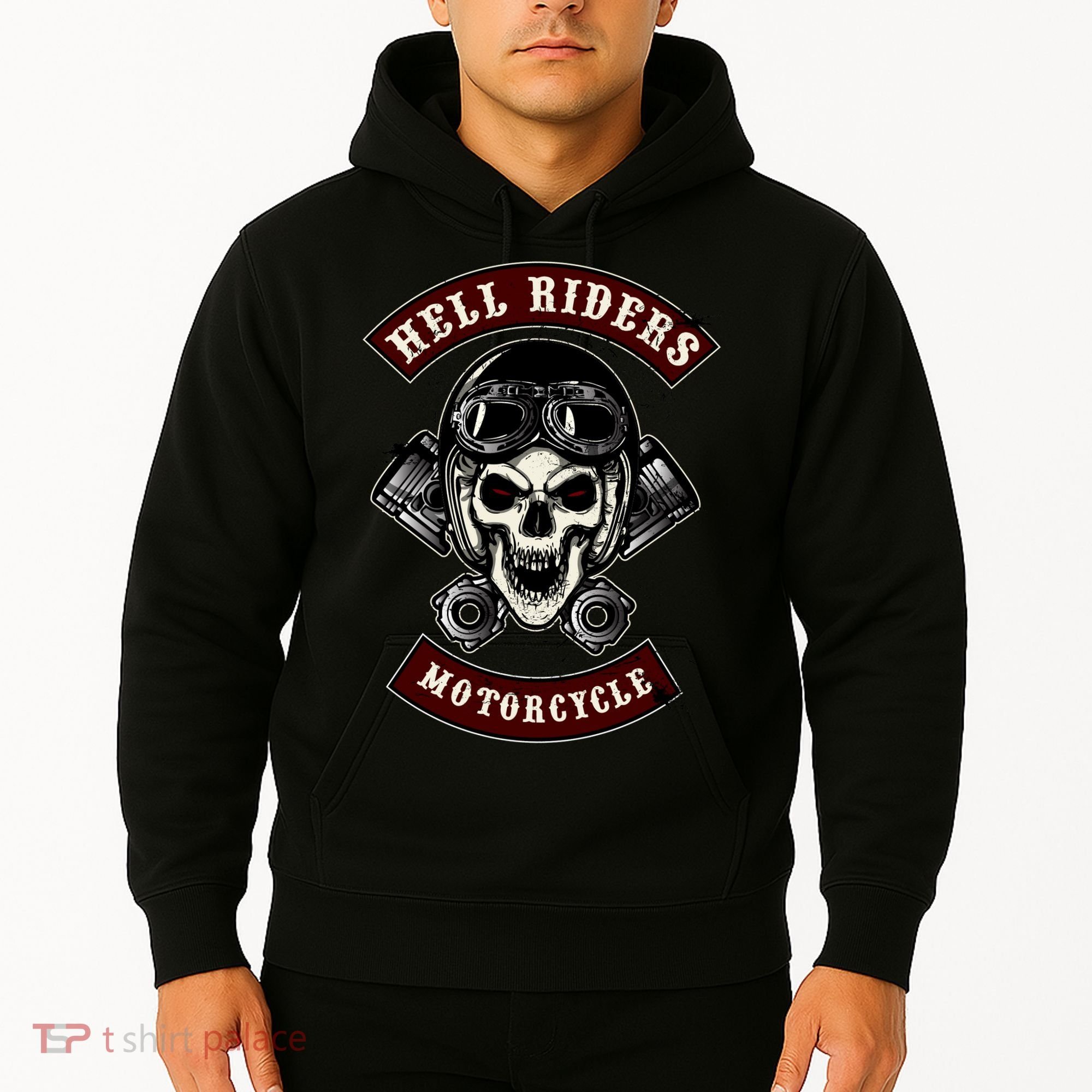 Skull With Helmet And Piston Hoodie
