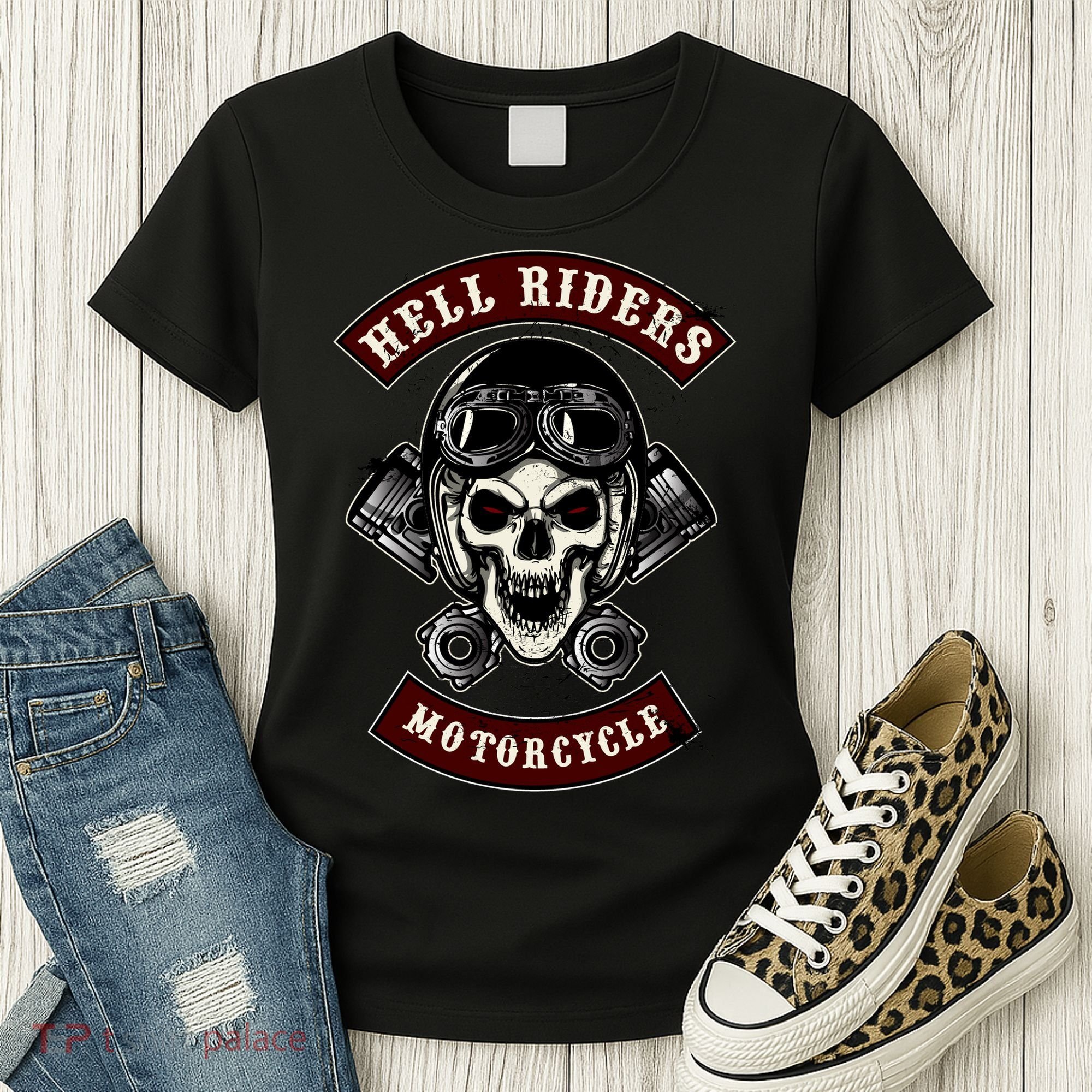 Skull With Helmet And Piston Women's T-Shirt