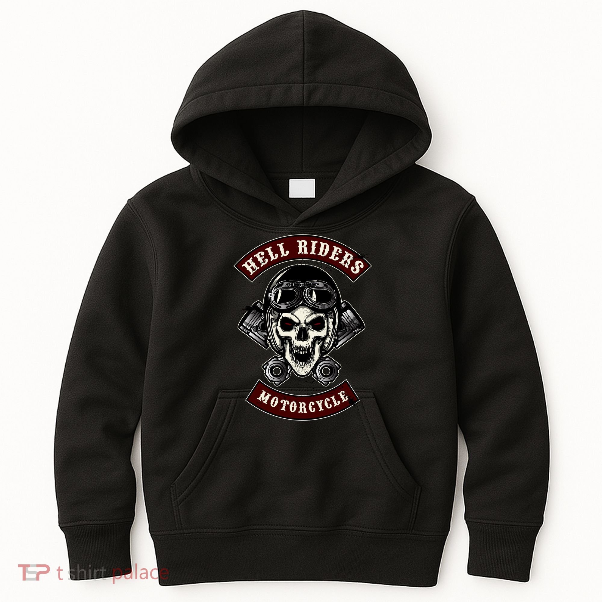 Skull With Helmet And Piston Kids Hoodie