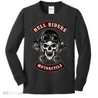 Skull With Helmet And Piston Kids Long Sleeve Shirt thumb 0