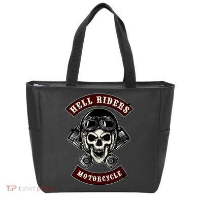 Skull With Helmet And Piston Tote Bag
