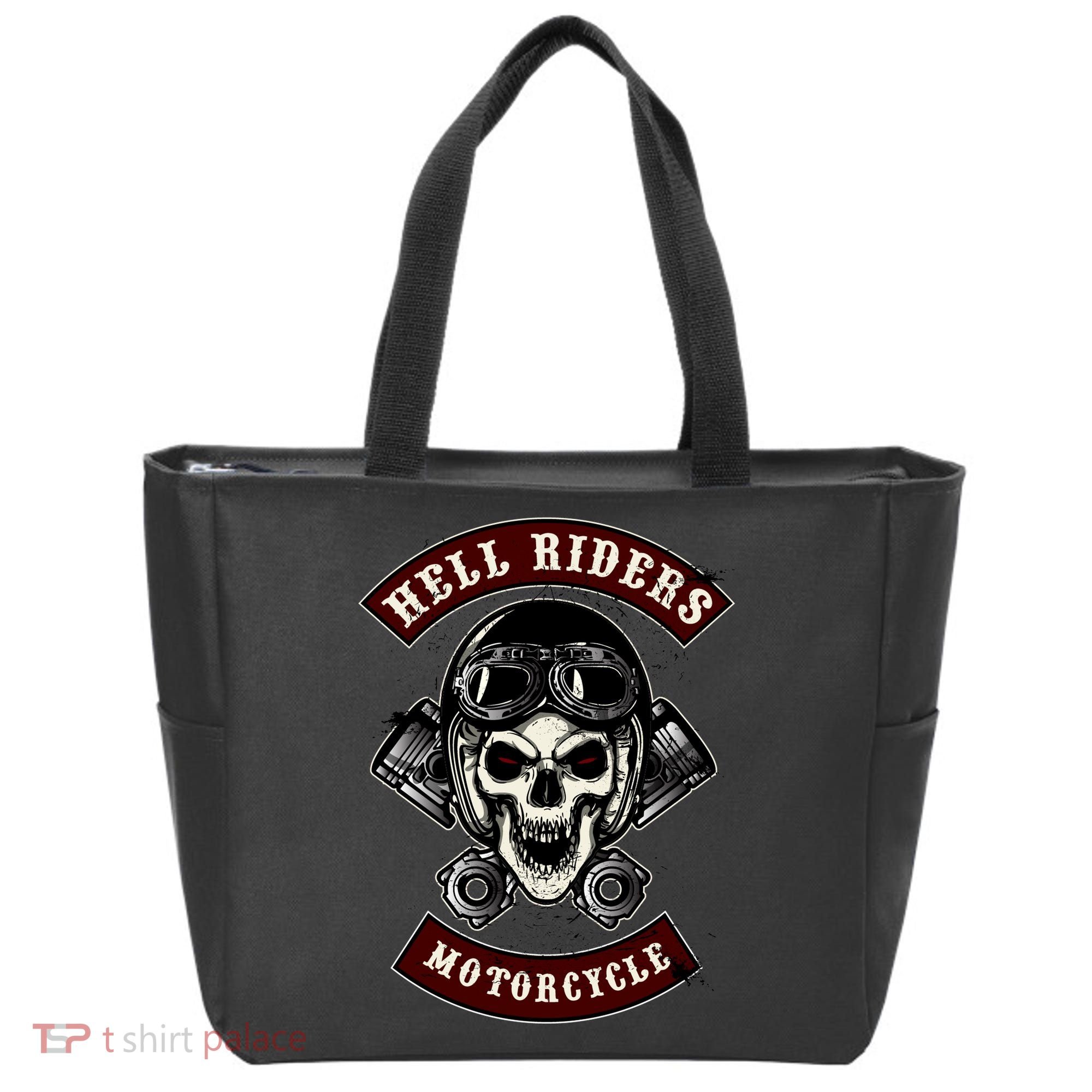 Skull With Helmet And Piston Tote Bag