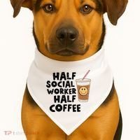 Social Worker Half Social Worker Half Coffee USA-Made Doggie Bandana thumb 1