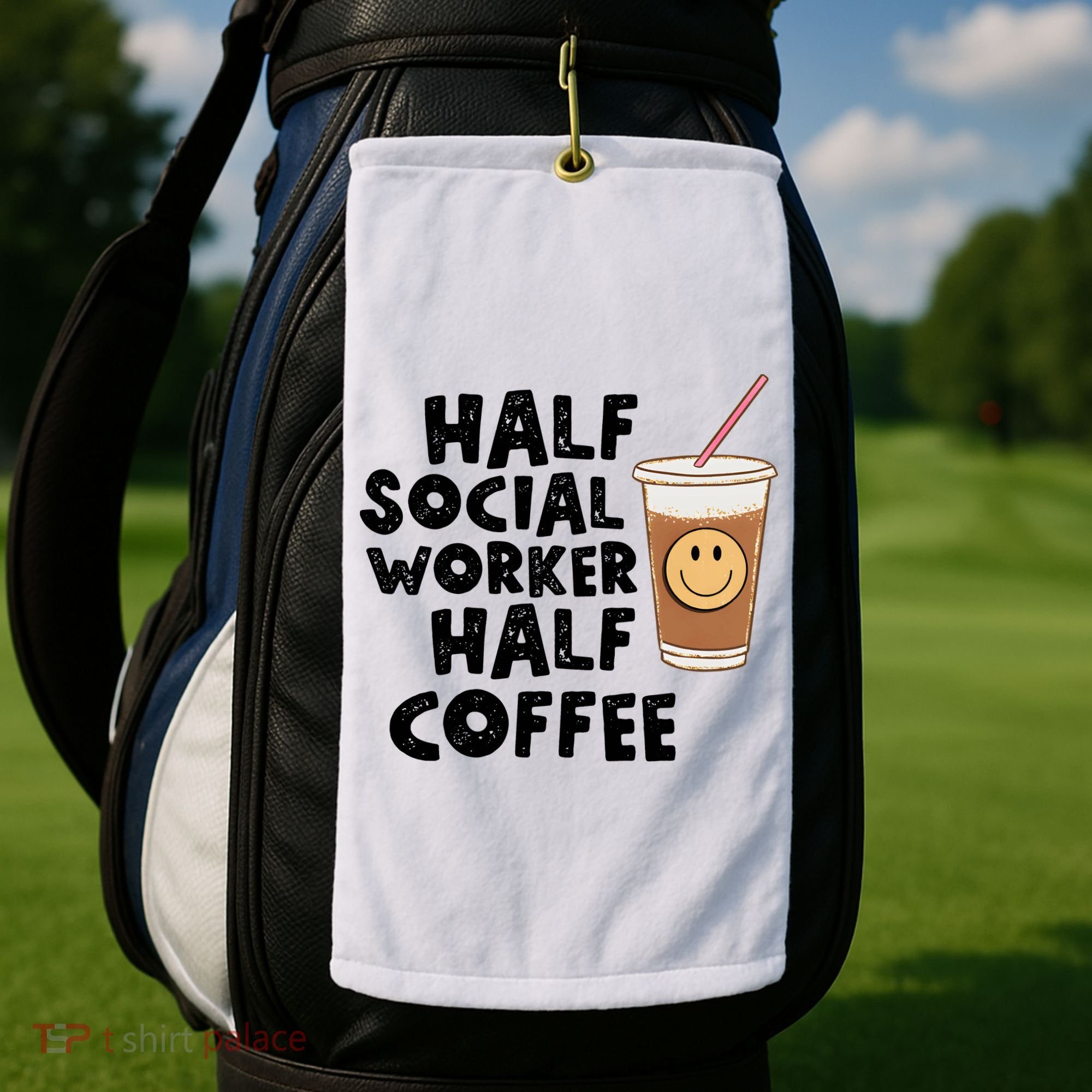 Social Worker Half Social Worker Half Coffee Golf Towel