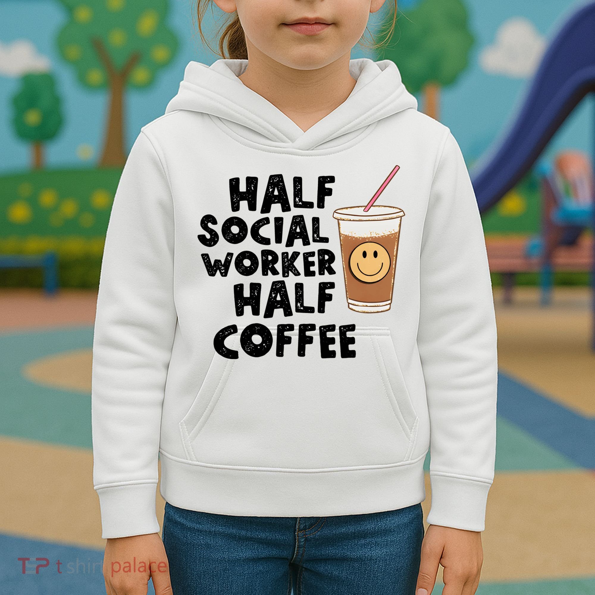 Social Worker Half Social Worker Half Coffee Kids Hoodie