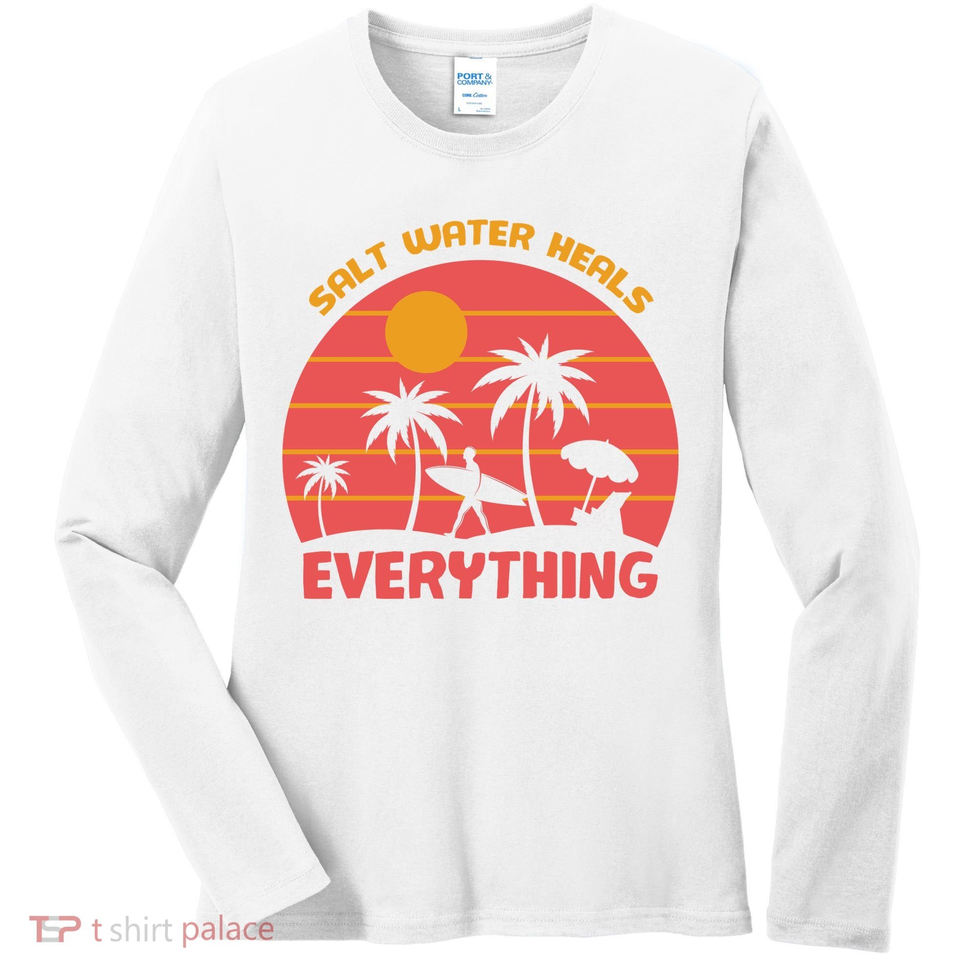 Salt Water Heals Everything Tropical Women's Long Sleeve Shirt