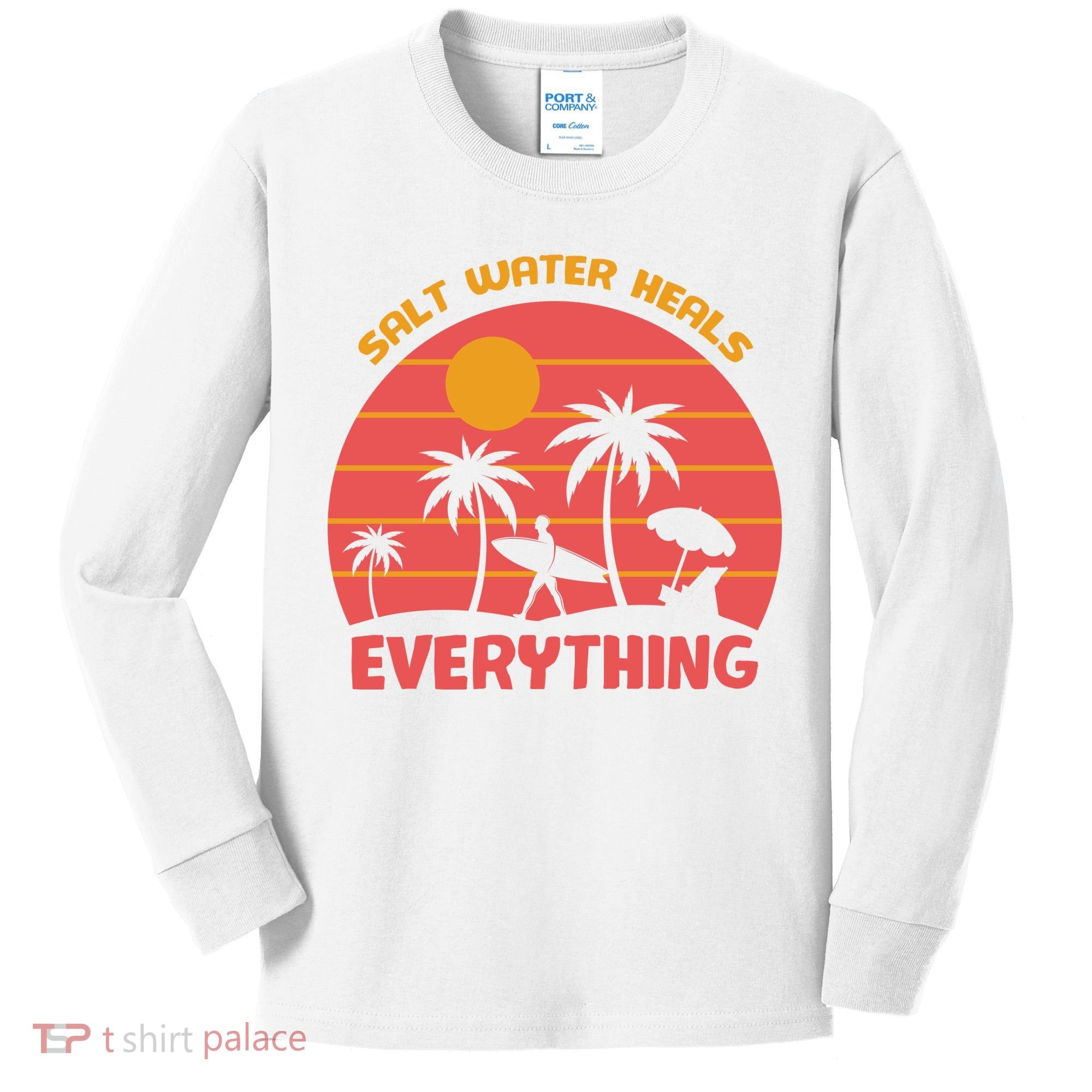 Salt Water Heals Everything Tropical Kids Long Sleeve Shirt