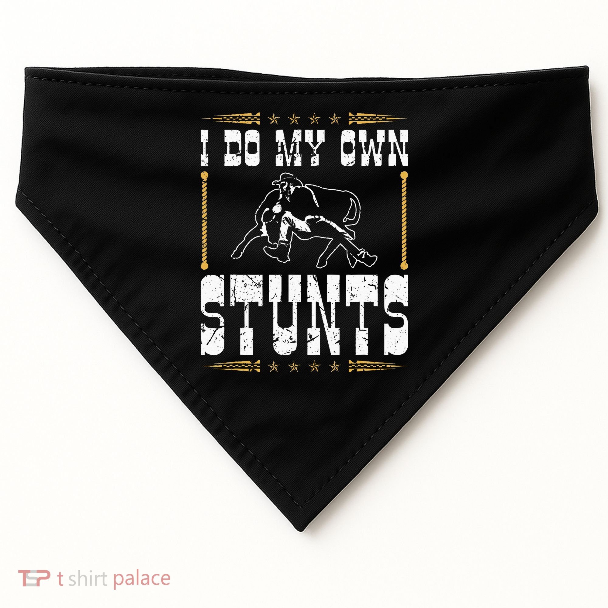 Steer Wrestling I Do My Own Stunts Rodeo Bulldogging USA-Made Doggie Bandana