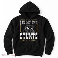 Steer Wrestling I Do My Own Stunts Rodeo Bulldogging Hoodie thumb 0