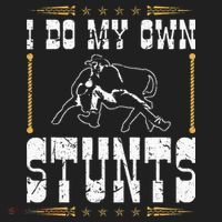 Steer Wrestling I Do My Own Stunts Rodeo Bulldogging Hat thumb 2