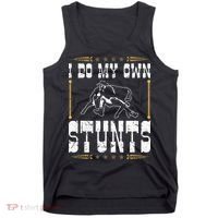 Steer Wrestling I Do My Own Stunts Rodeo Bulldogging Tank Top thumb 0