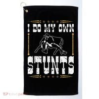 Steer Wrestling I Do My Own Stunts Rodeo Bulldogging Golf Towel thumb 0