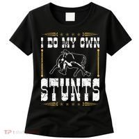 Steer Wrestling I Do My Own Stunts Rodeo Bulldogging Women's T-Shirt thumb 0