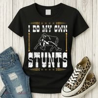 Steer Wrestling I Do My Own Stunts Rodeo Bulldogging Women's T-Shirt thumb 3