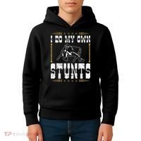 Steer Wrestling I Do My Own Stunts Rodeo Bulldogging Kids Hoodie thumb 4