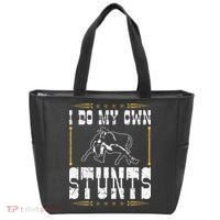 Steer Wrestling I Do My Own Stunts Rodeo Bulldogging Tote Bag thumb 0