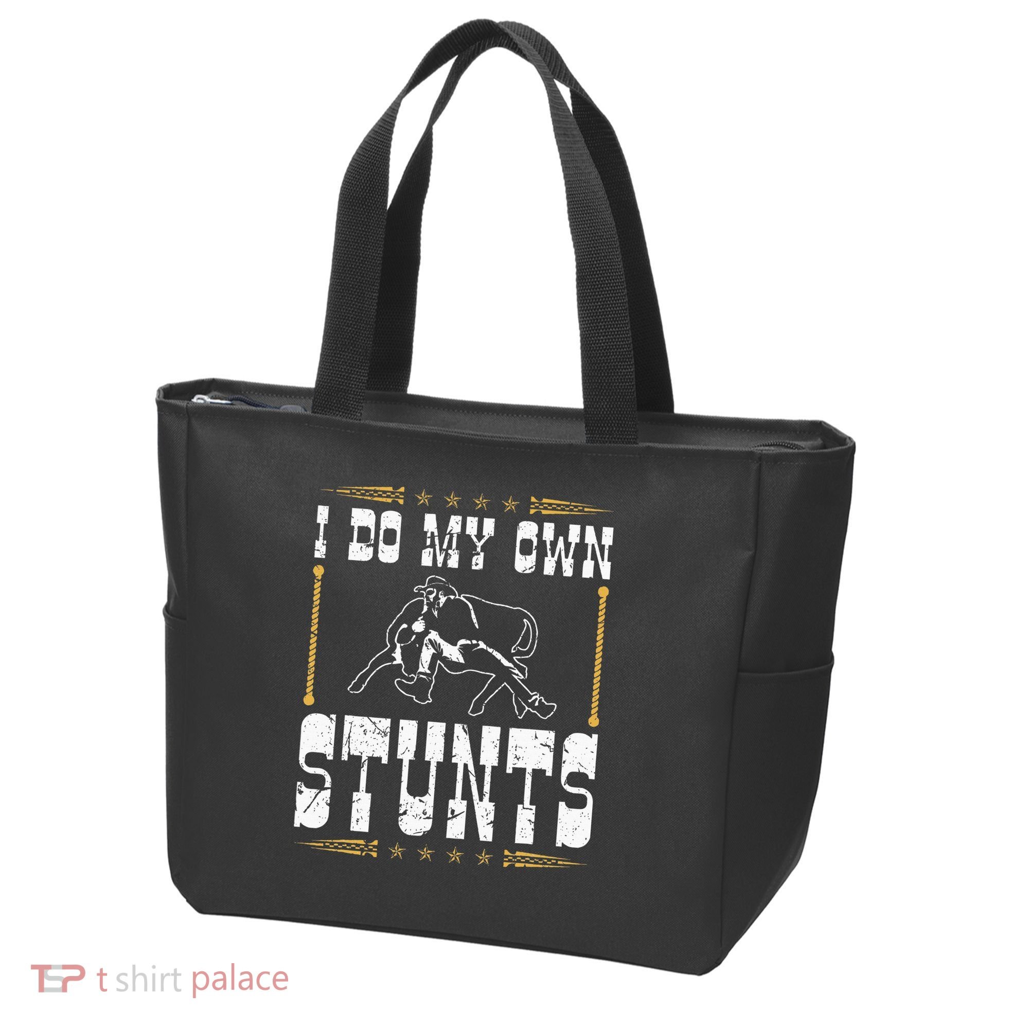 Steer Wrestling I Do My Own Stunts Rodeo Bulldogging Tote Bag