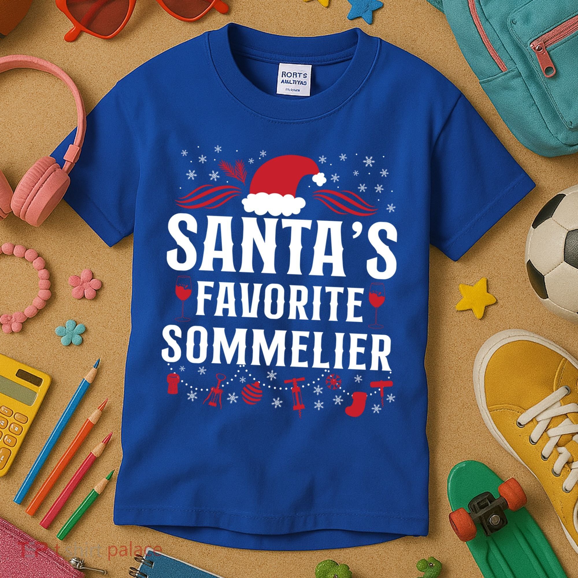 Sommelier Wine Ing Tasting Christmas Santa's Favorite Gift Kids T-Shirt