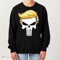 Skull With Iconic Trump Hair President Supporter Women's Sweatshirt thumb 0