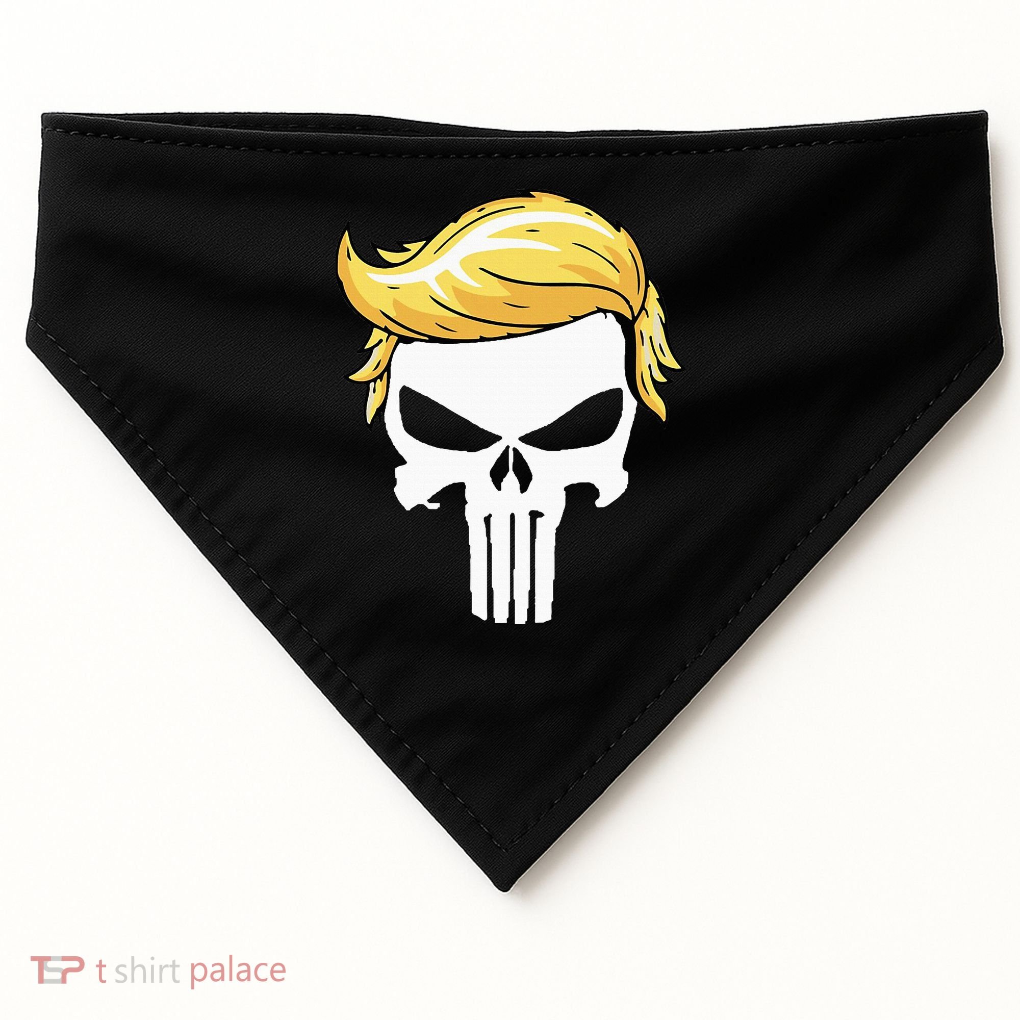 Skull With Iconic Trump Hair President Supporter USA-Made Doggie Bandana