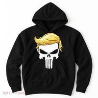 Skull With Iconic Trump Hair President Supporter Hoodie thumb 0
