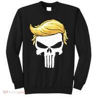 Skull With Iconic Trump Hair President Supporter Sweatshirt thumb 0