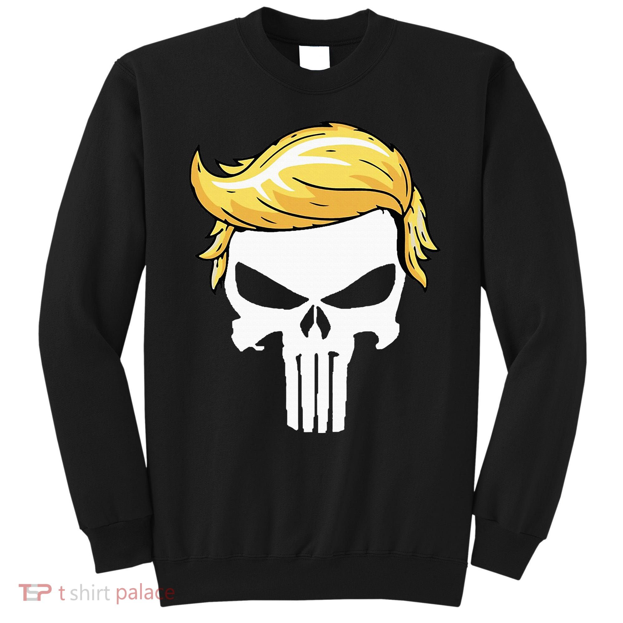 Skull With Iconic Trump Hair President Supporter Sweatshirt