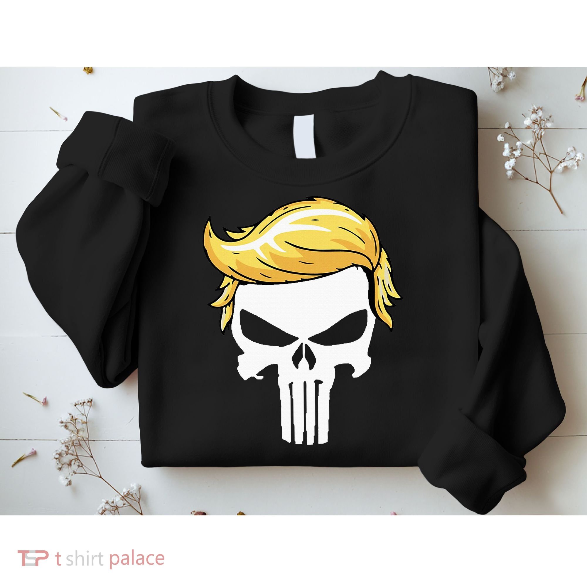 Skull With Iconic Trump Hair President Supporter Sweatshirt
