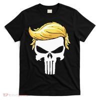 Skull With Iconic Trump Hair President Supporter T-Shirt thumb 0