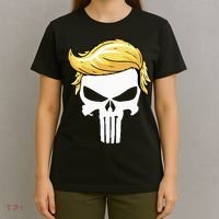 Skull With Iconic Trump Hair President Supporter T-Shirt thumb 4