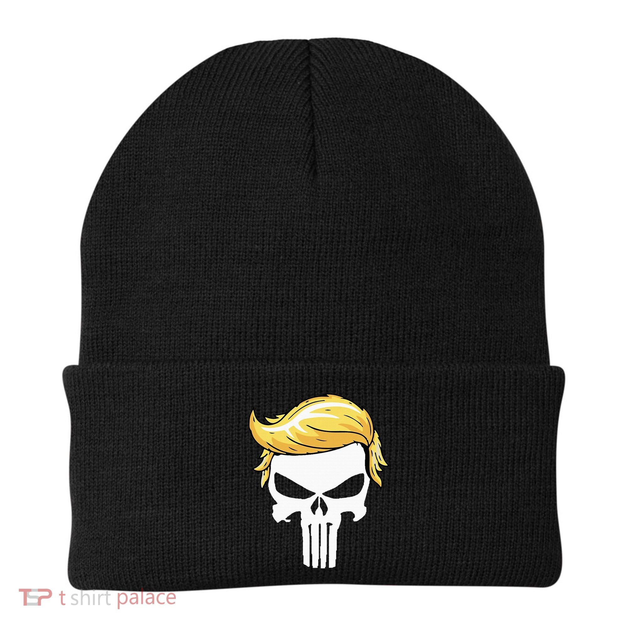 Skull With Iconic Trump Hair President Supporter Beanie