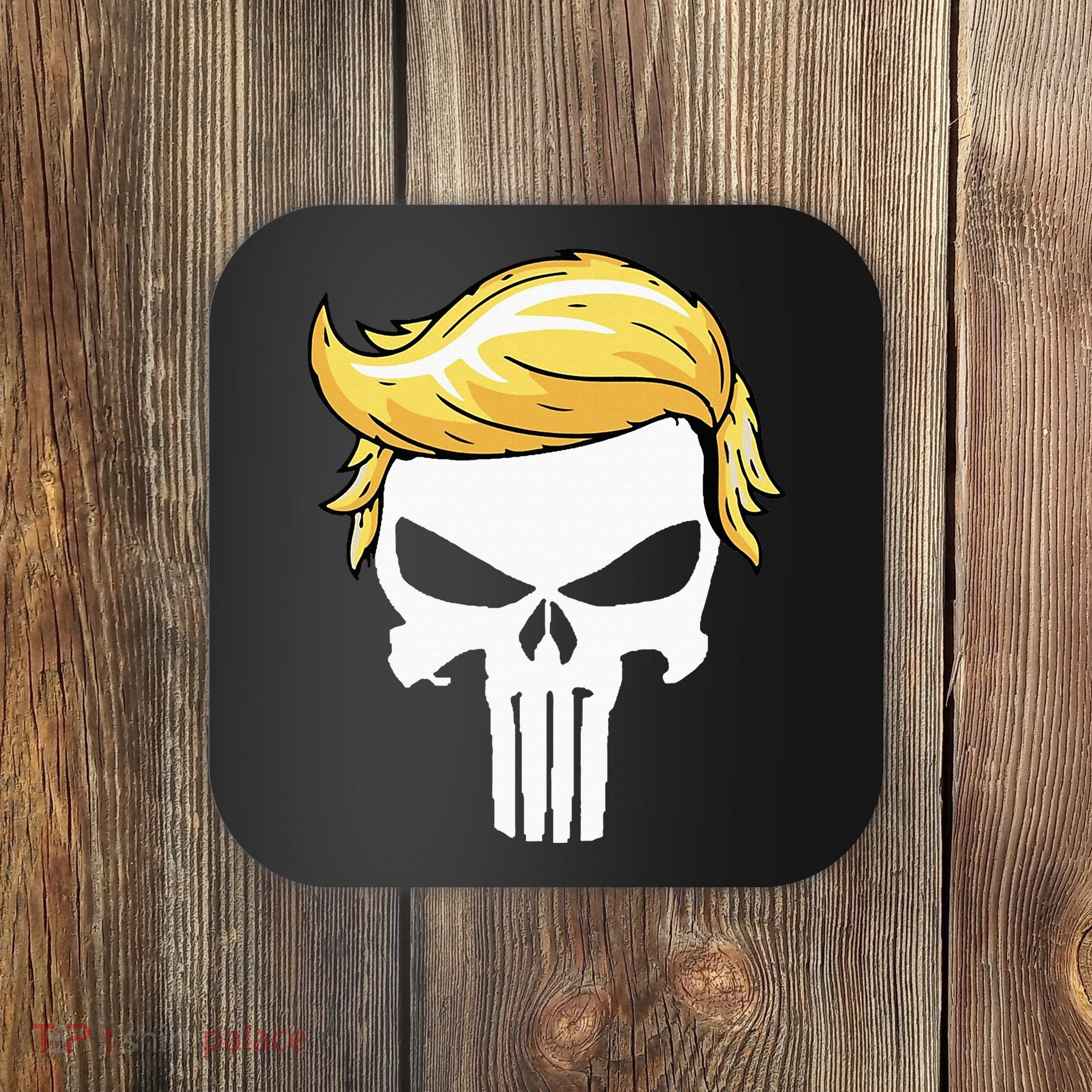 Skull With Iconic Trump Hair President Supporter Coaster
