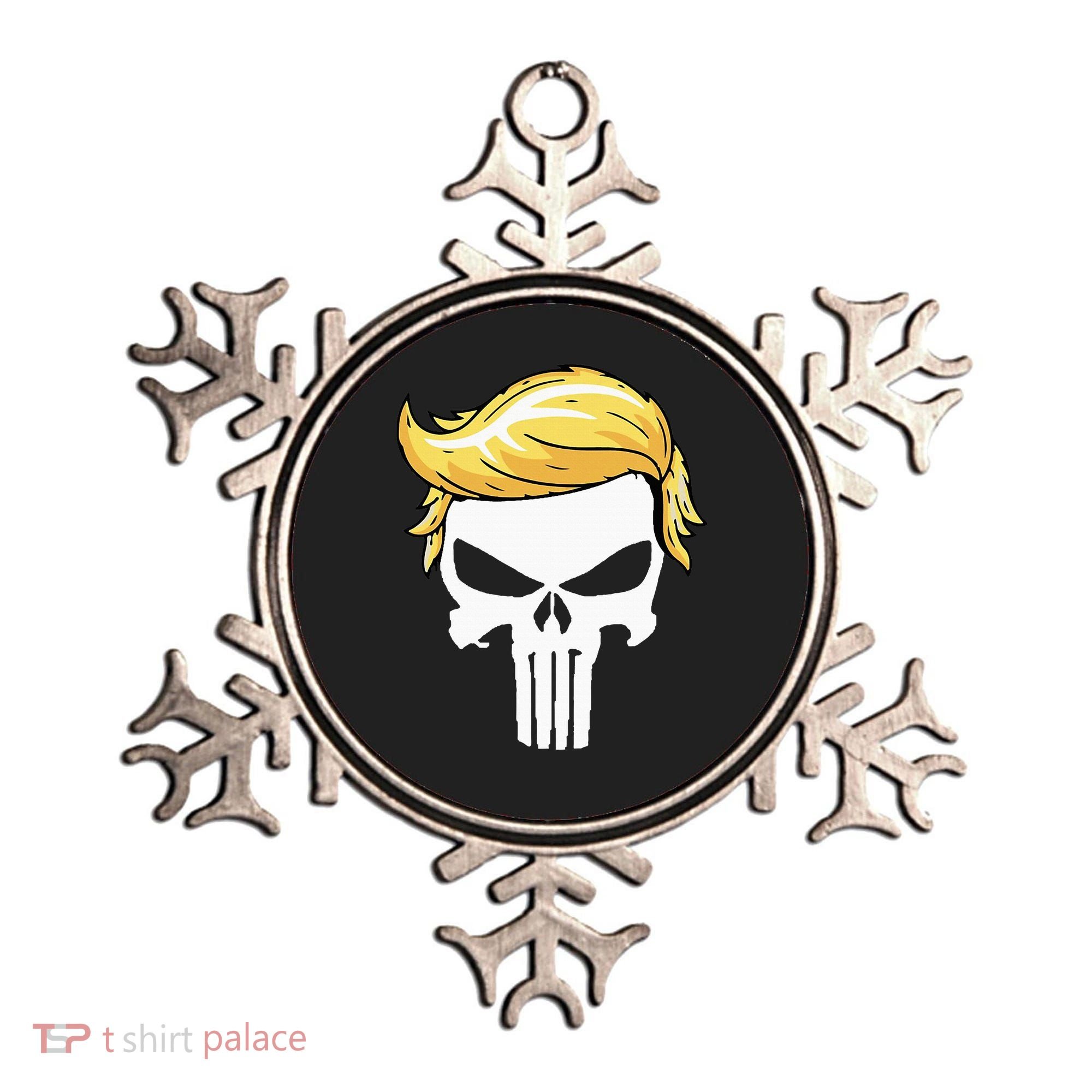 Skull With Iconic Trump Hair President Supporter Ornament