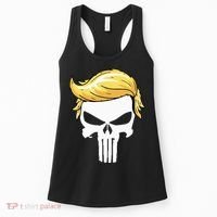 Skull With Iconic Trump Hair President Supporter Women's Tank Top thumb 0