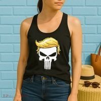 Skull With Iconic Trump Hair President Supporter Women's Tank Top thumb 2