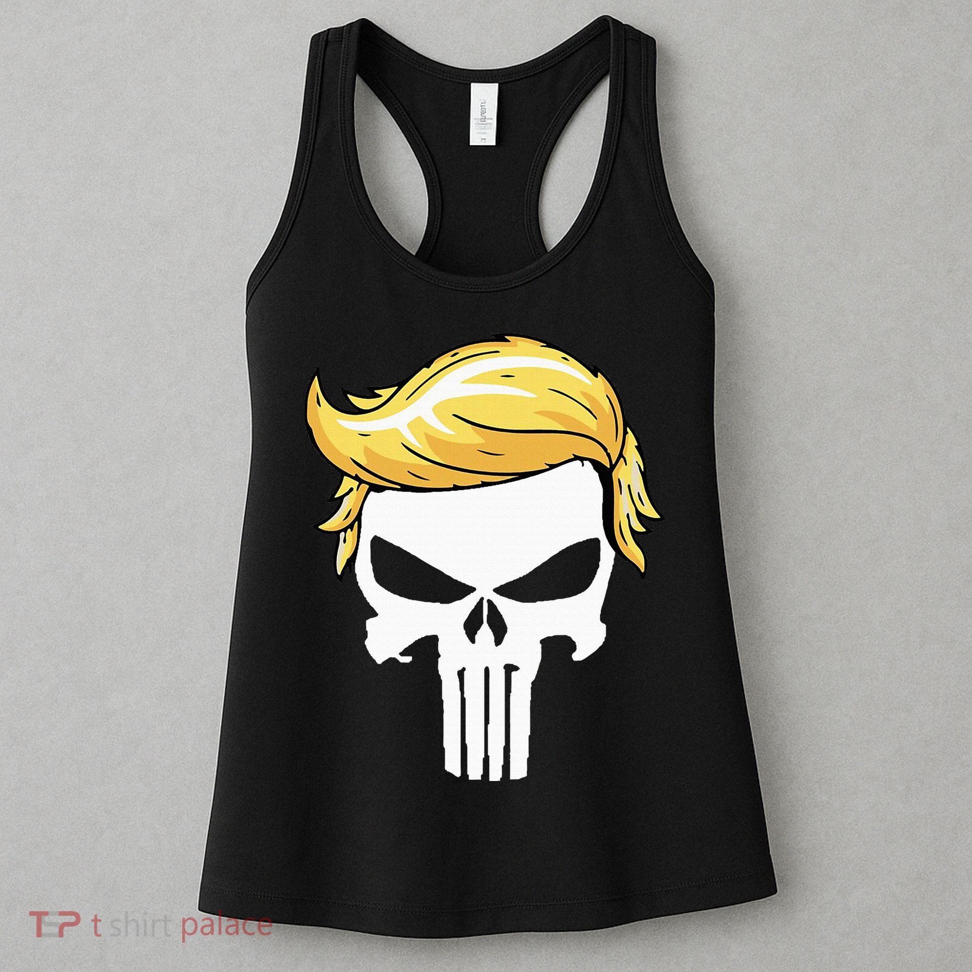 Skull With Iconic Trump Hair President Supporter Women's Tank Top