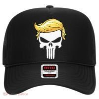 Skull With Iconic Trump Hair President Supporter Hat thumb 0