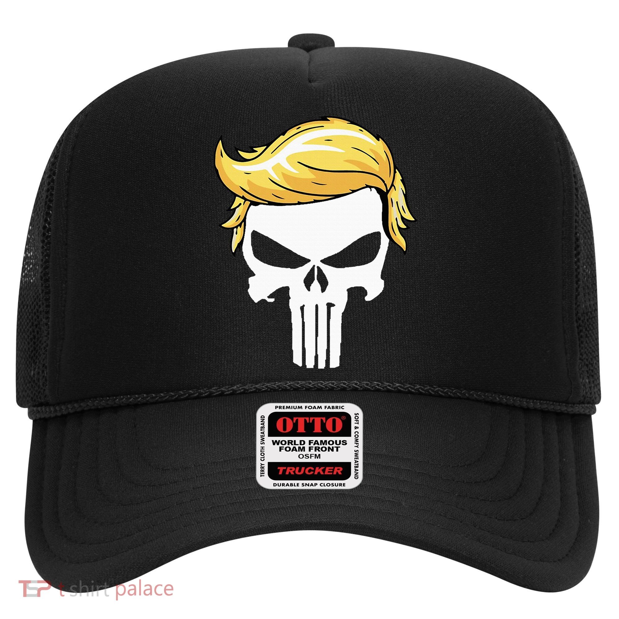 Skull With Iconic Trump Hair President Supporter Hat