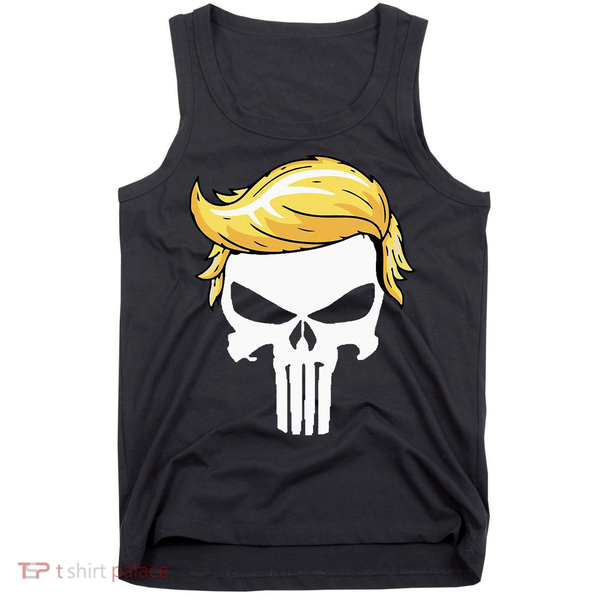 Skull With Iconic Trump Hair President Supporter Tank Top