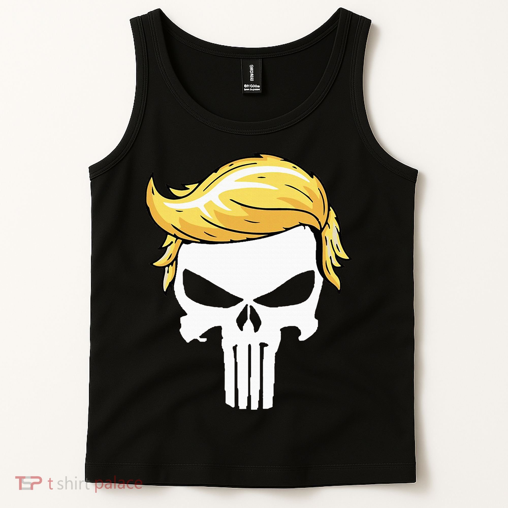 Skull With Iconic Trump Hair President Supporter Tank Top