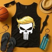 Skull With Iconic Trump Hair President Supporter Tank Top thumb 4