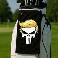 Skull With Iconic Trump Hair President Supporter Golf Towel thumb 2