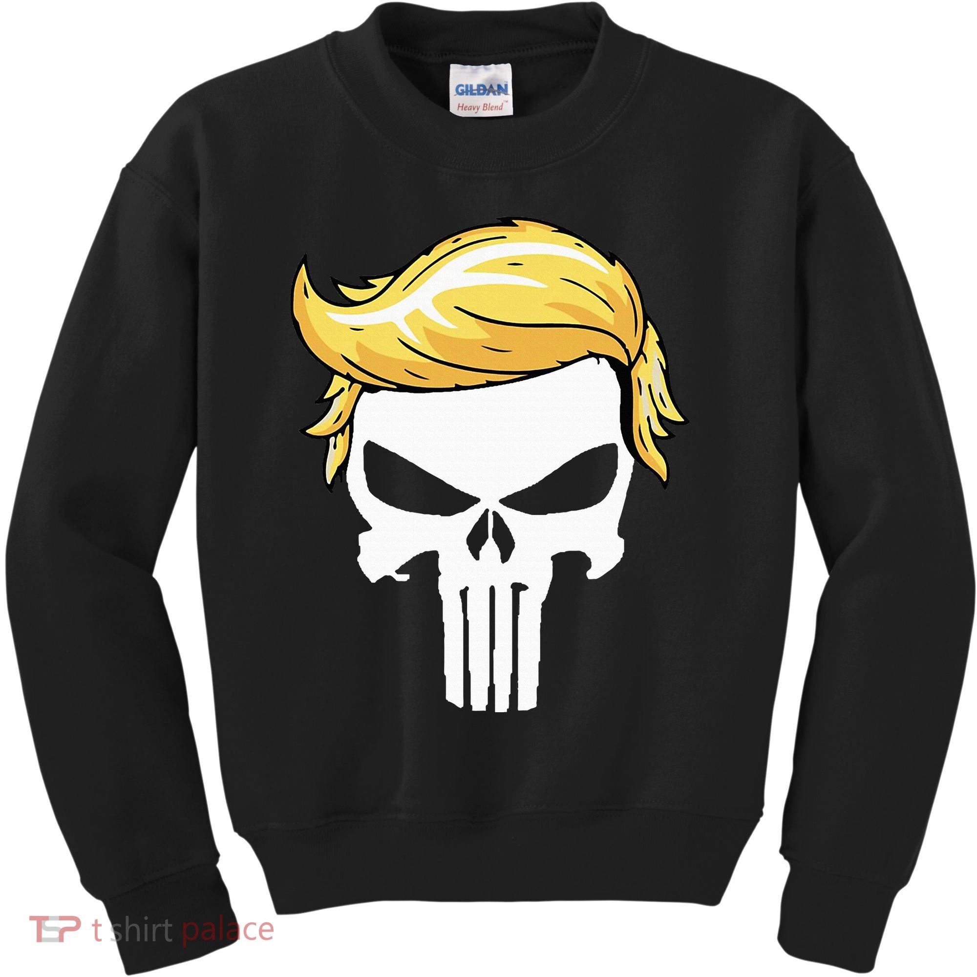 Skull With Iconic Trump Hair President Supporter Kids Sweatshirt